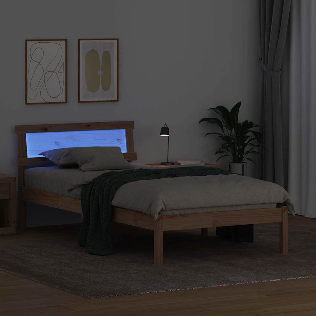 Bettrahmen mit Kopfteil Braun 100 x 200 cm Massives Kiefernholz