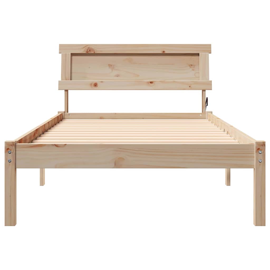 Bettrahmen mit Kopfteil Braun 90 x 190 cm Massives Kiefernholz
