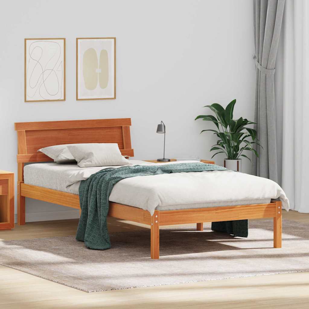 Bettrahmen Wachsbraun 90 x 190 cm Massives Kiefernholz