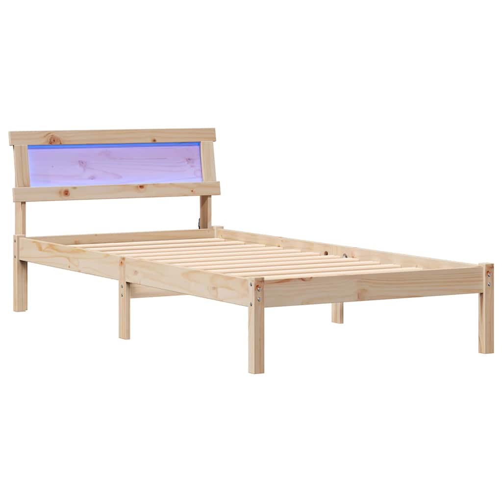 Bettrahmen mit Kopfteil Braun 75 x 190 cm Massives Kiefernholz
