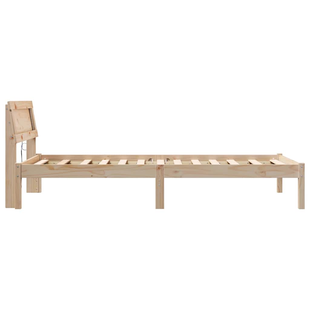 Bettrahmen mit Kopfteil Braun 75 x 190 cm Massives Kiefernholz