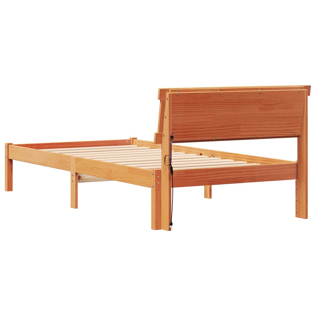 Bettrahmen Wachsbraun 75 x 190 cm Massives Kiefernholz