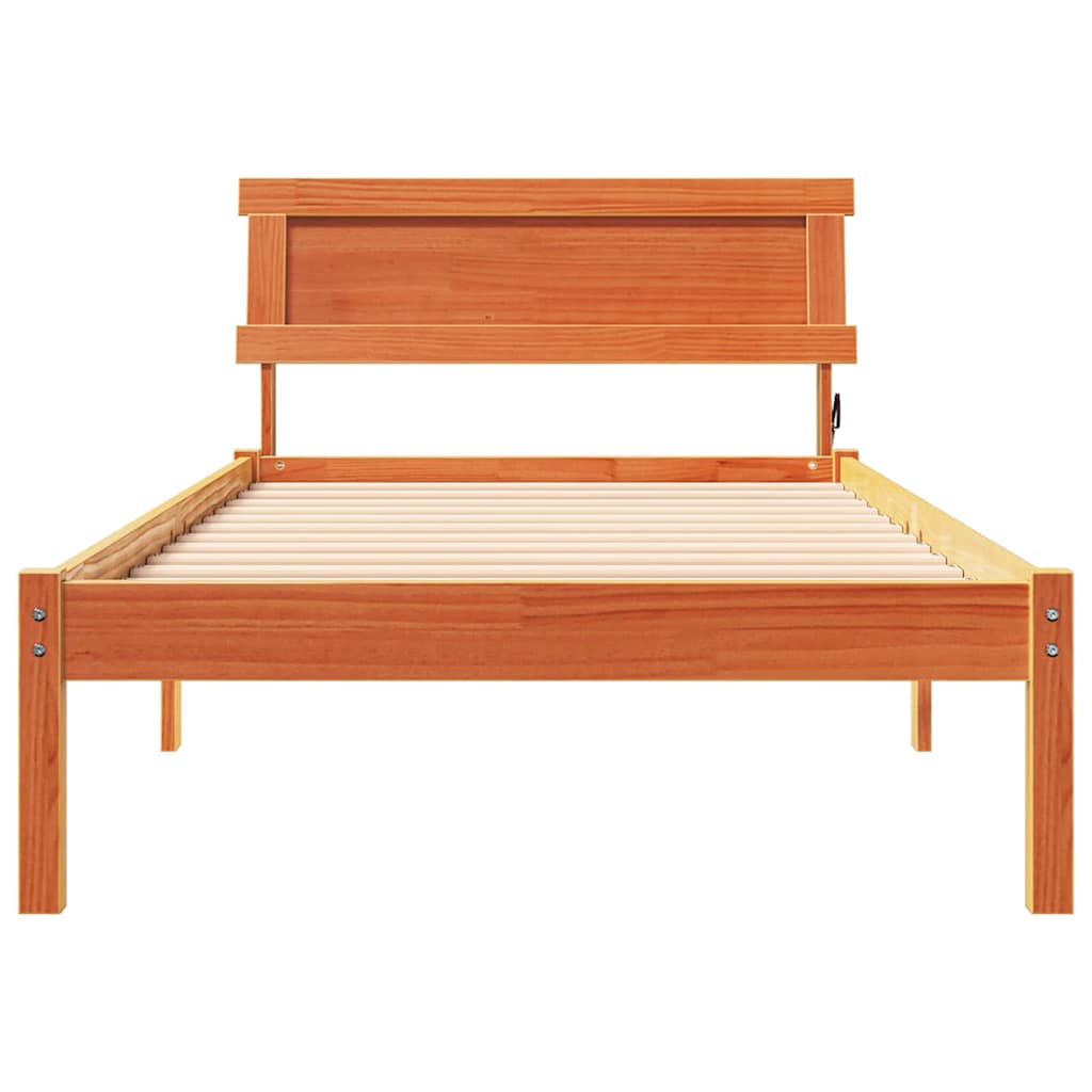 Bettrahmen Wachsbraun 75 x 190 cm Massives Kiefernholz
