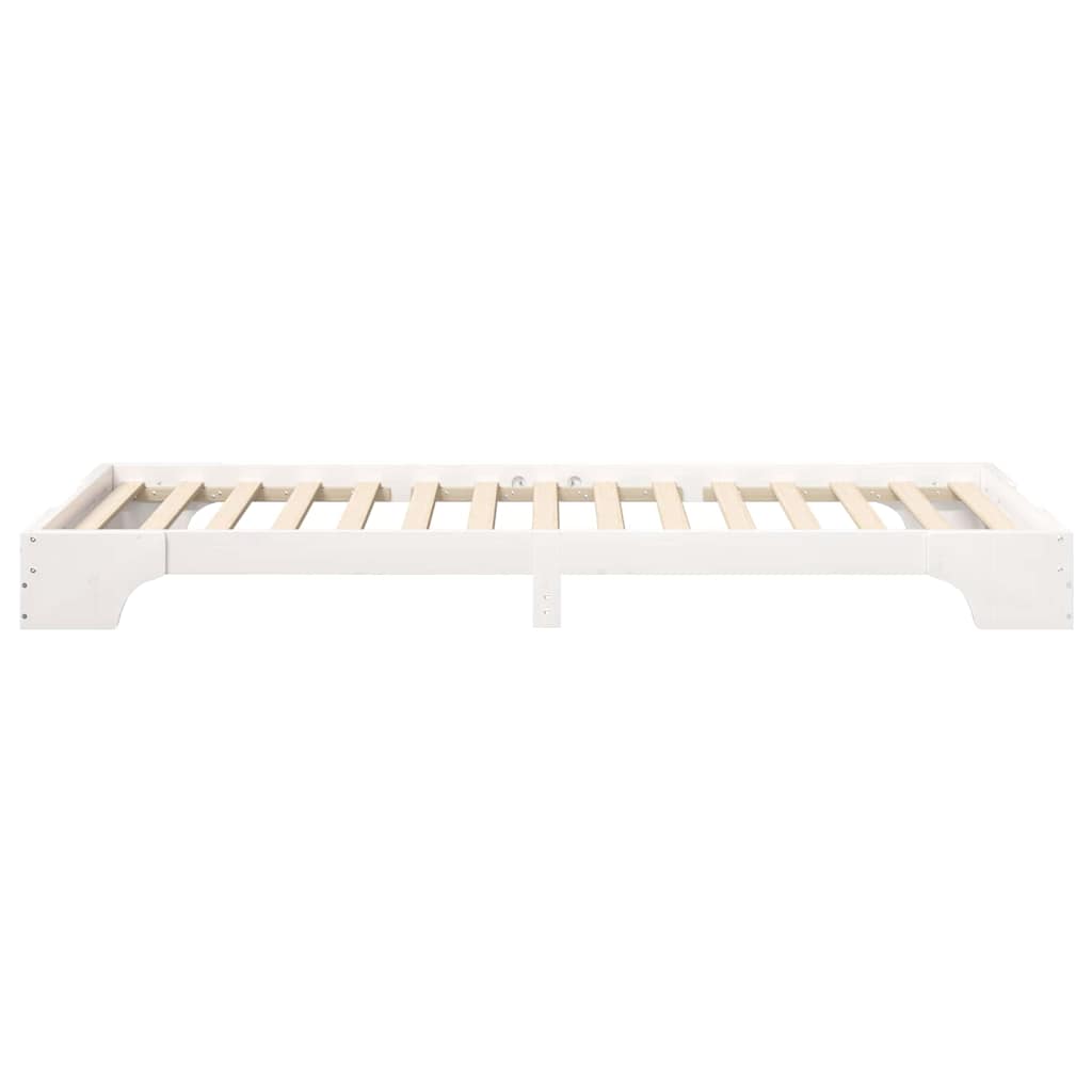 Bettrahmen Weiß 80 x 210 cm Massives Kiefernholz
