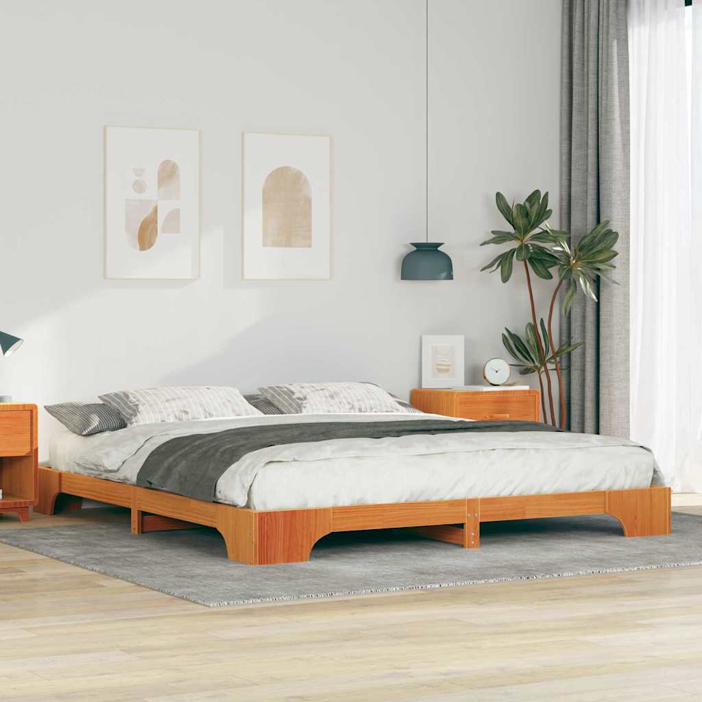 Bettrahmen Braun 200 x 210 cm Massives Kiefernholz