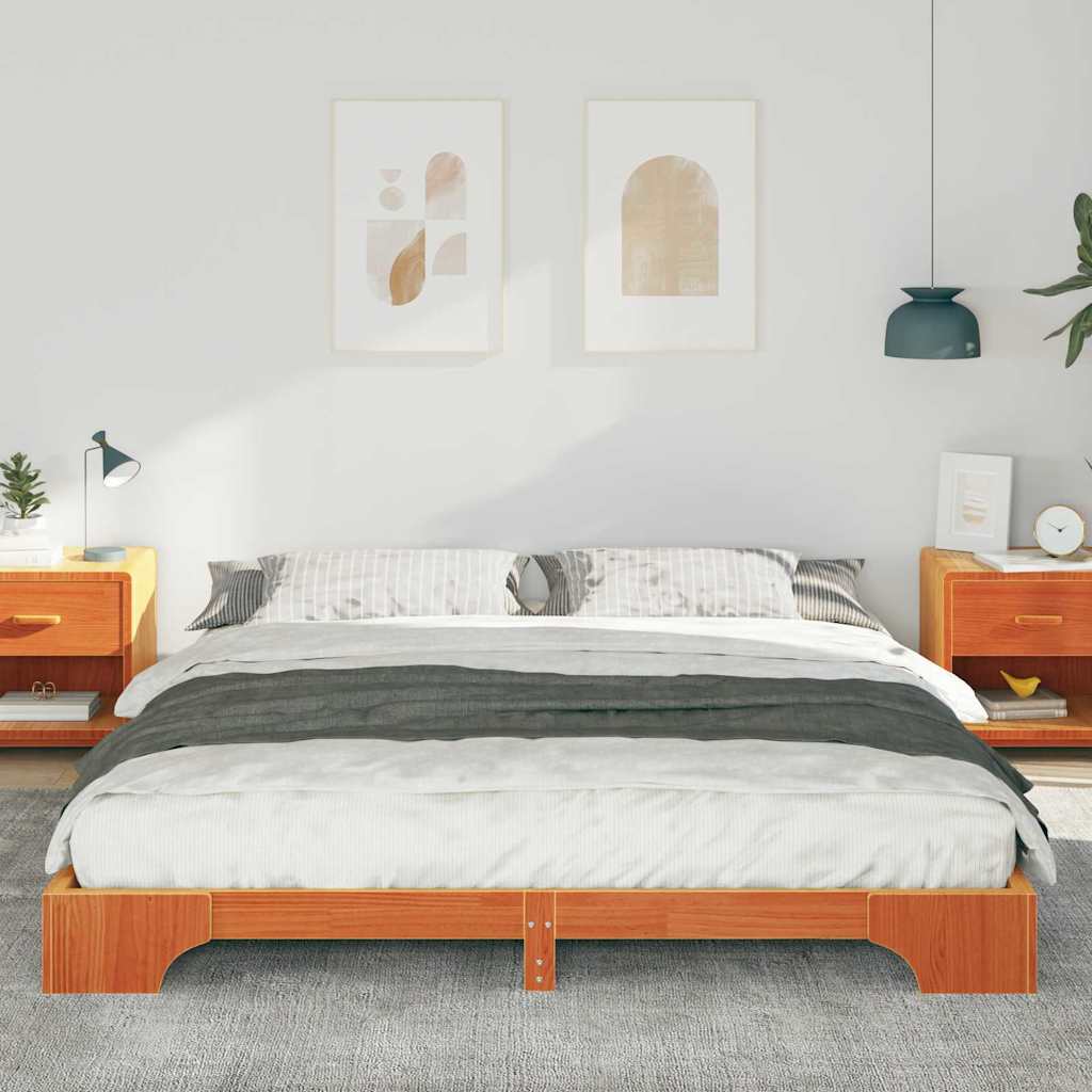 Bettrahmen Braun 200 x 210 cm Massives Kiefernholz