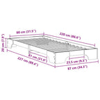 Bettrahmen Braun 80 x 220 cm Massives Kiefernholz