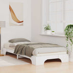 Bettrahmen Weiß 90 x 220 cm Massives Kiefernholz