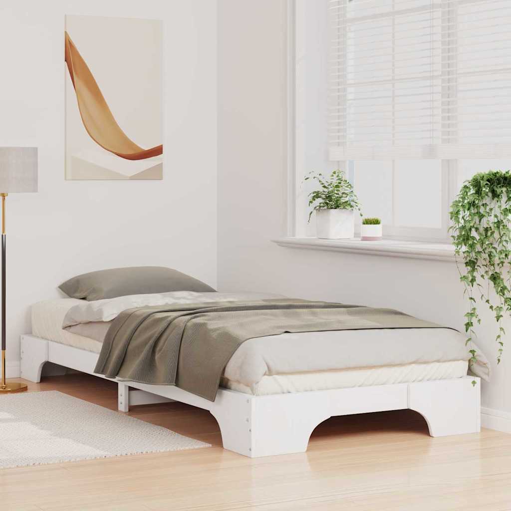 Bettrahmen Weiß 100 x 220 cm Massives Kiefernholz