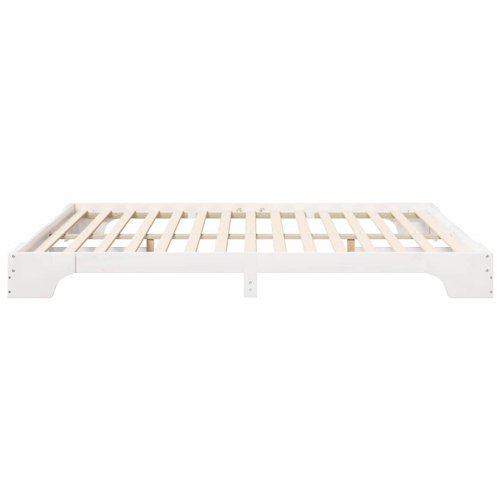 Bettrahmen Weiß 200 x 220 cm Massives Kiefernholz