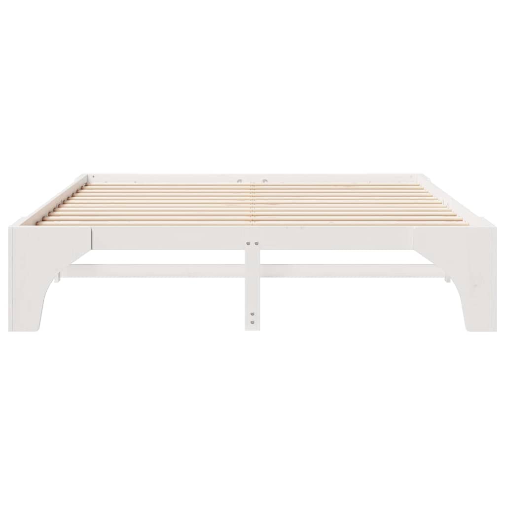 Bettrahmen Weiß 200 x 200 cm Massives Kiefernholz