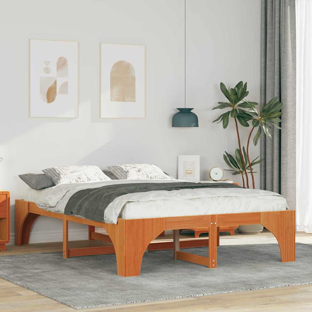 Bettrahmen Braun 160 x 200 cm Massives Kiefernholz