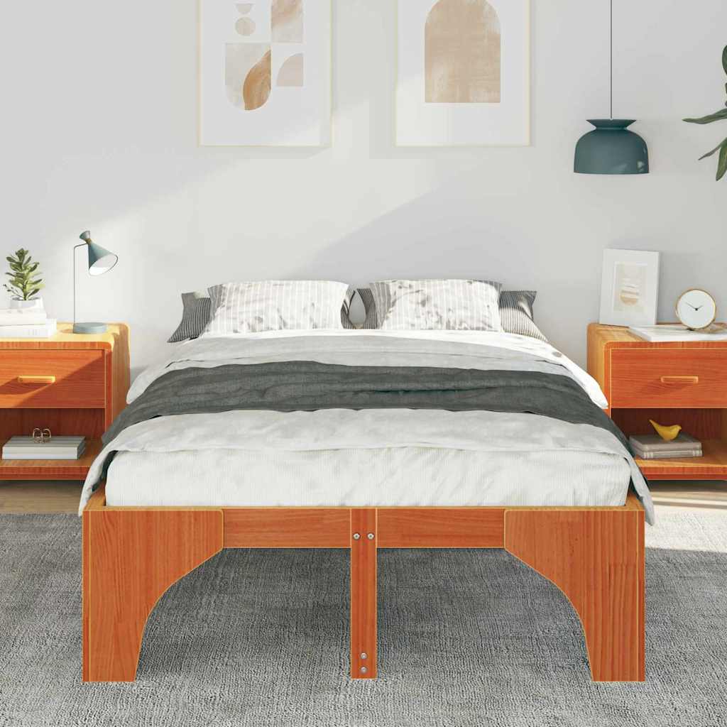 Bettrahmen Braun 140 x 190 cm Massives Kiefernholz