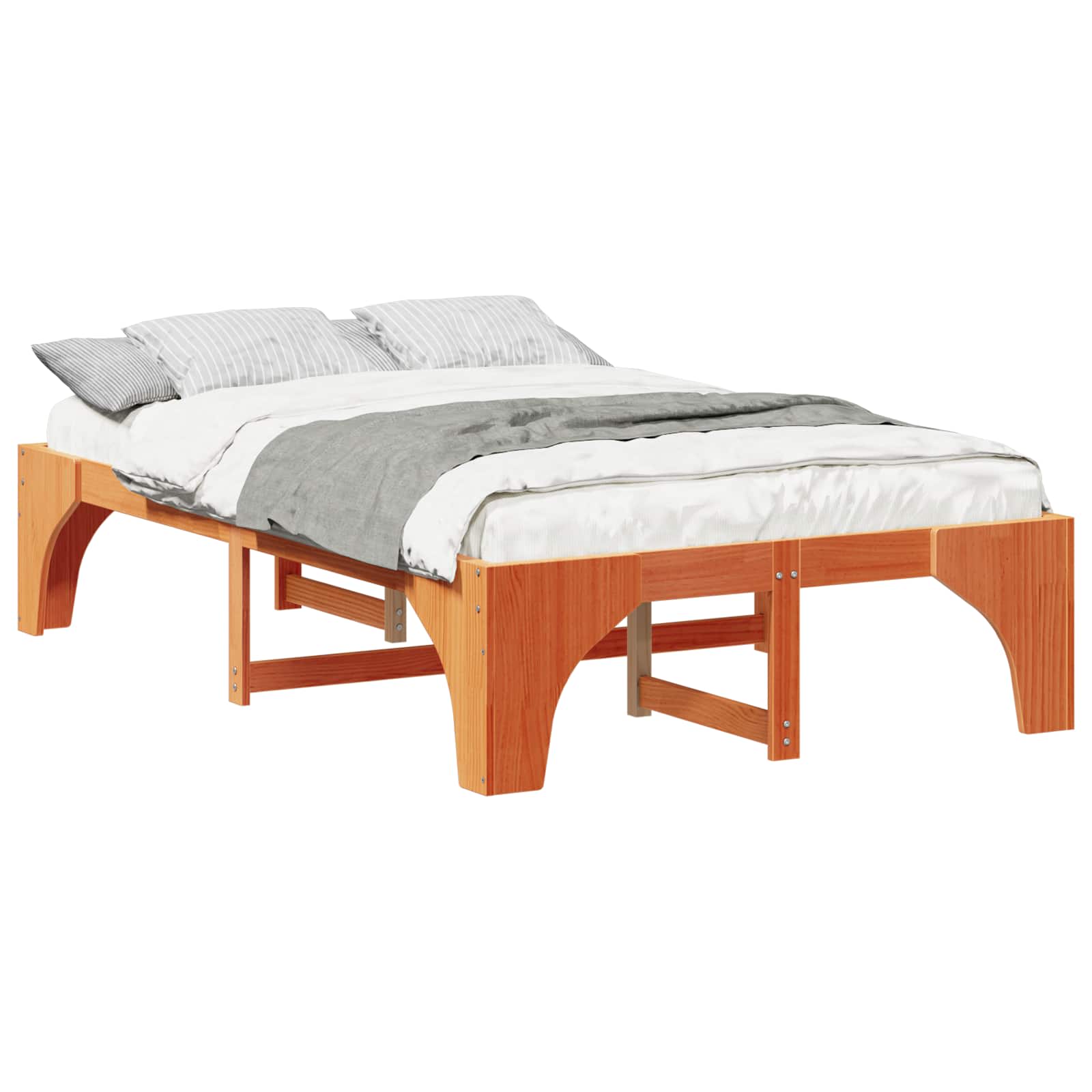 Bettrahmen Braun 135 x 190 cm Massives Kiefernholz