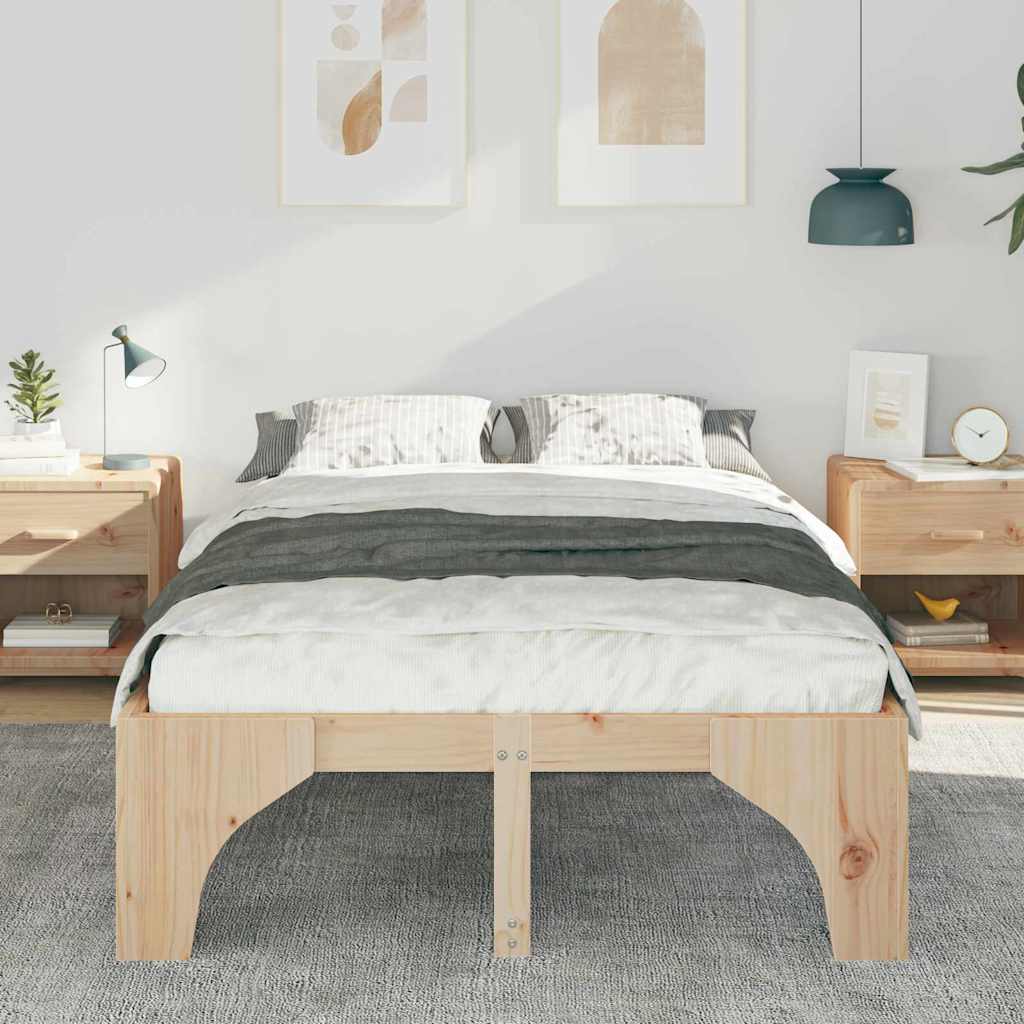 Bettrahmen Braun 120 x 190 cm Massives Kiefernholz