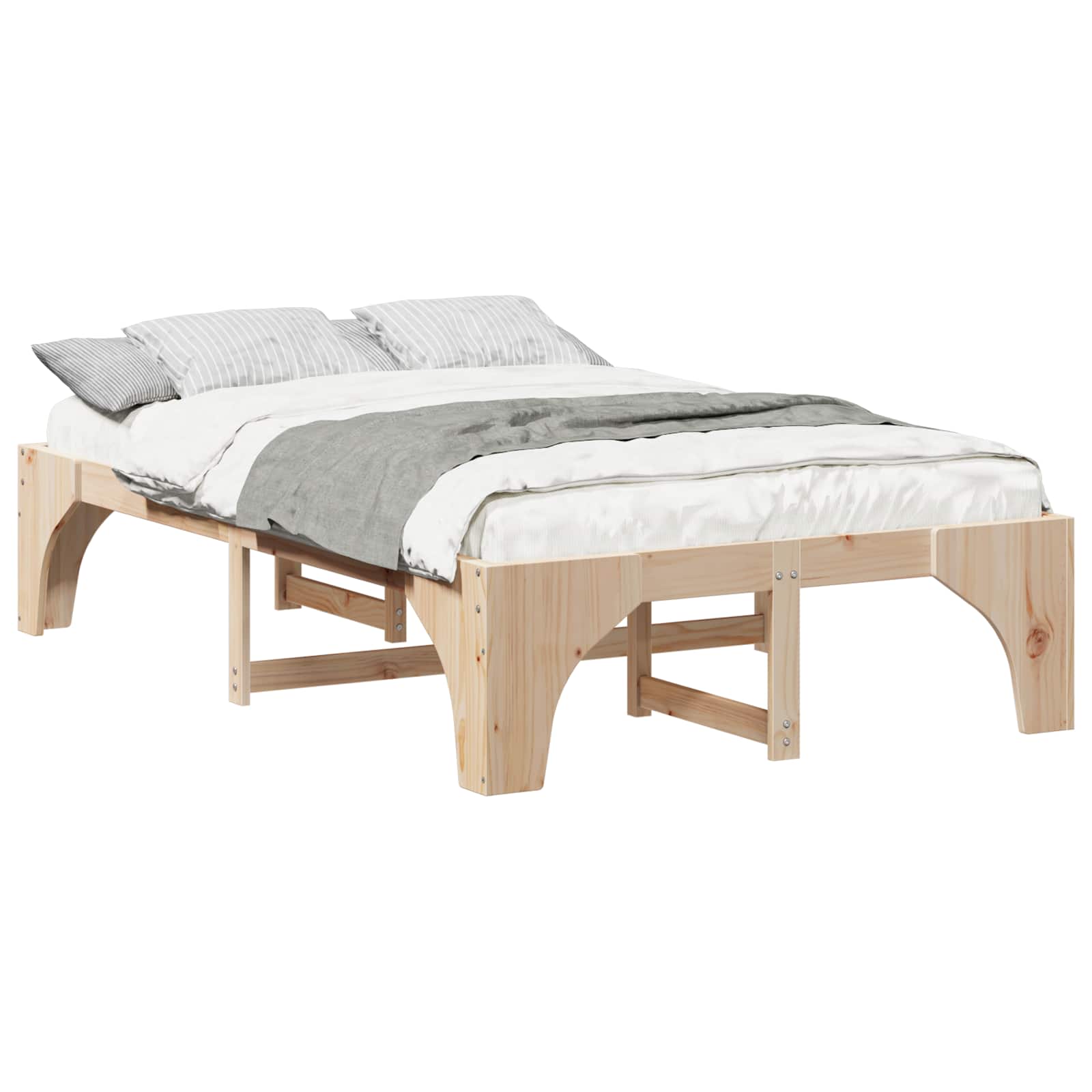 Bettrahmen Braun 120 x 190 cm Massives Kiefernholz