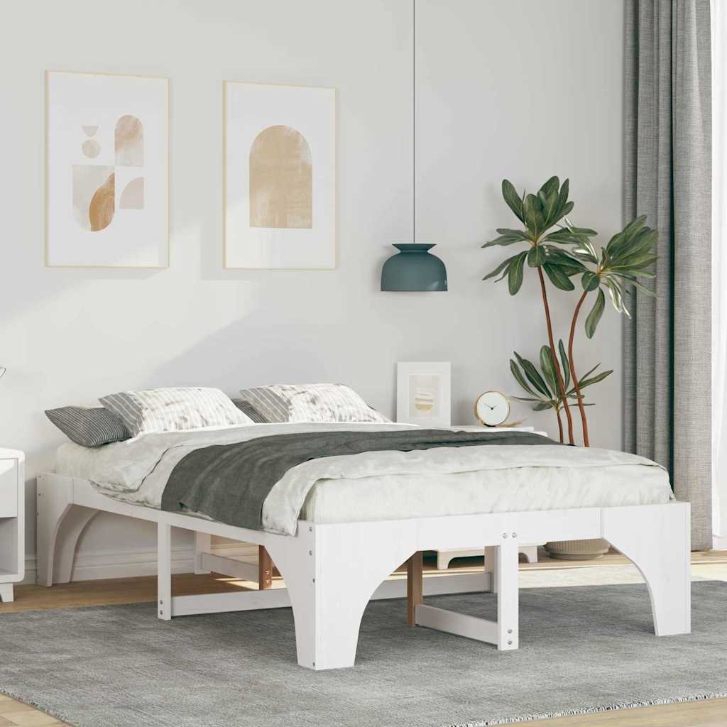 Bettrahmen Weiß 120 x 190 cm Massives Kiefernholz
