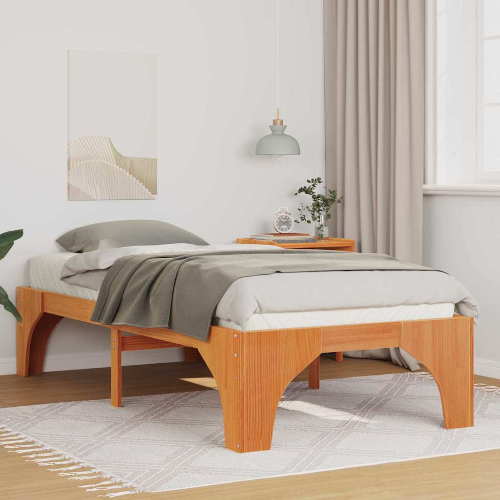 Bettrahmen Braun 75 x 190 cm Massives Kiefernholz