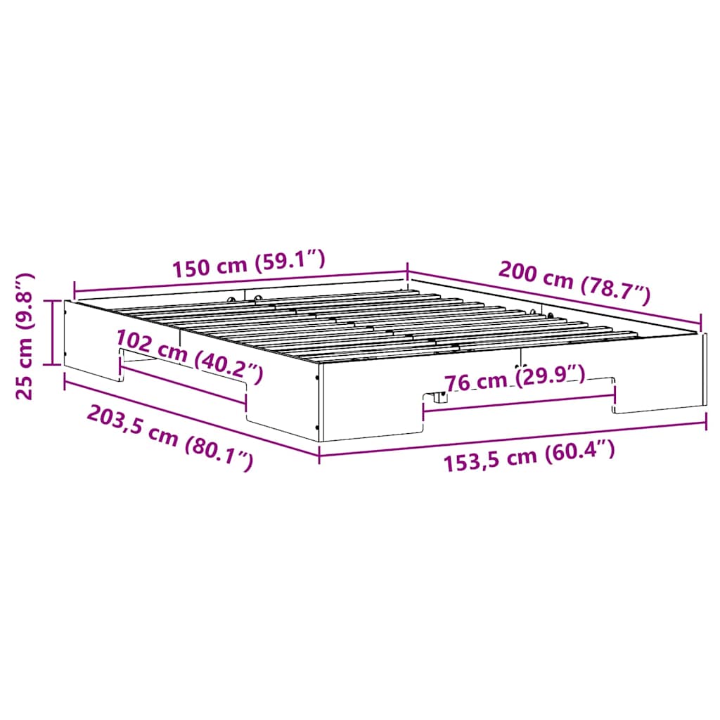 Bettgestell Braun 150 x 200 cm