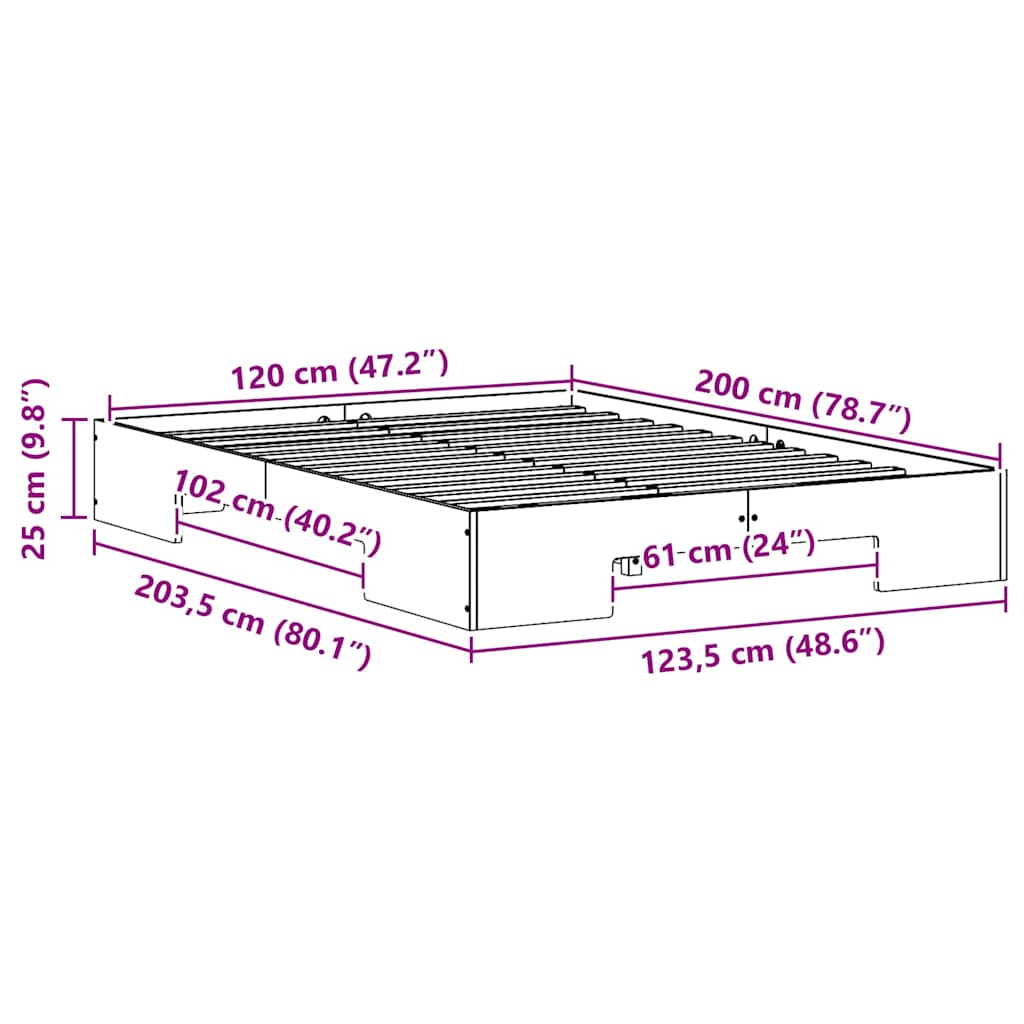 Bettgestell Braun 120 x 200 cm
