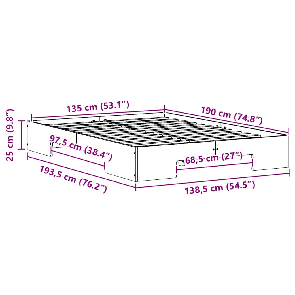 Bettgestell Braun 135 x 190 cm