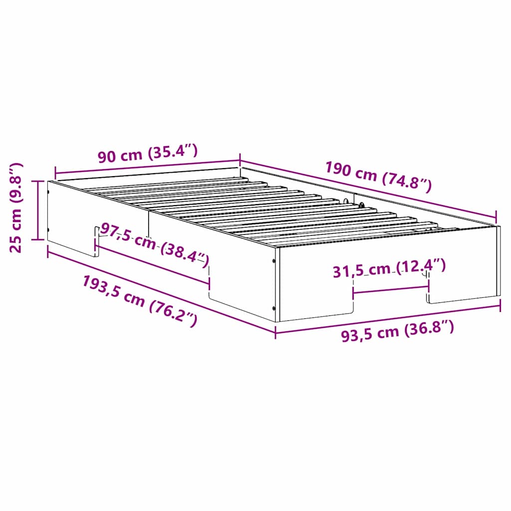 Bettgestell Braun 90 x 190 cm