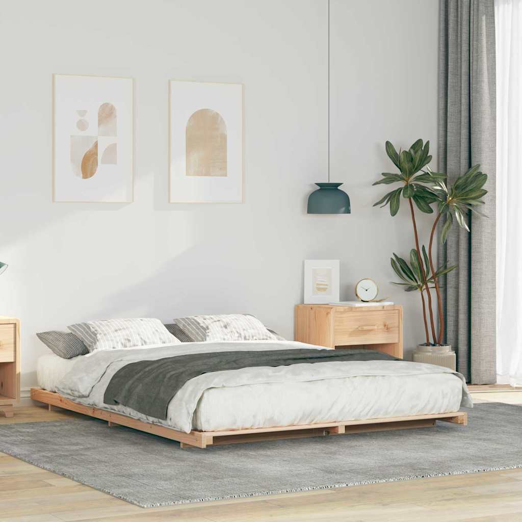 Bettrahmen Braun 150 x 200 cm Massives Kiefernholz