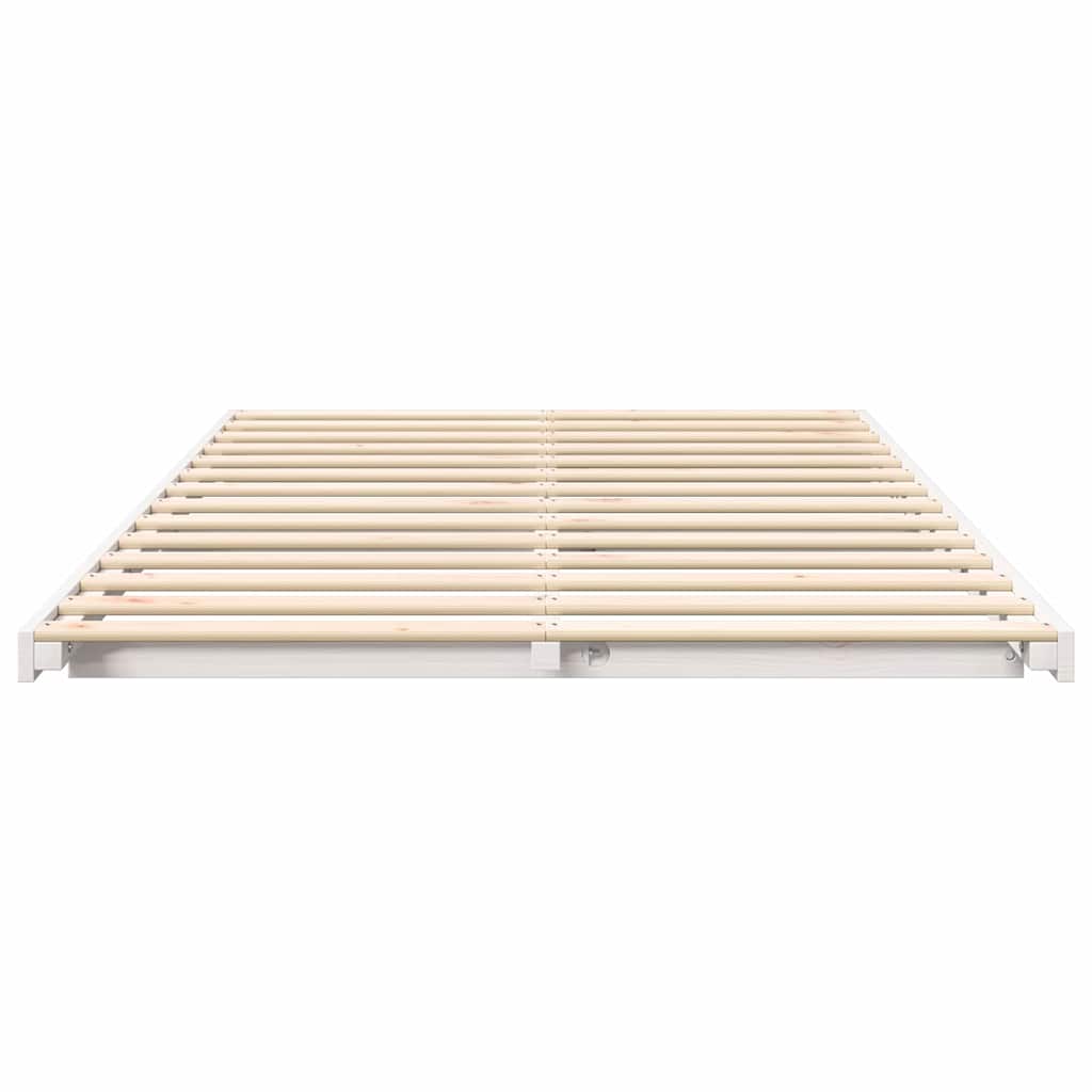 Bettrahmen Weiß 140 x 190 cm Massives Kiefernholz