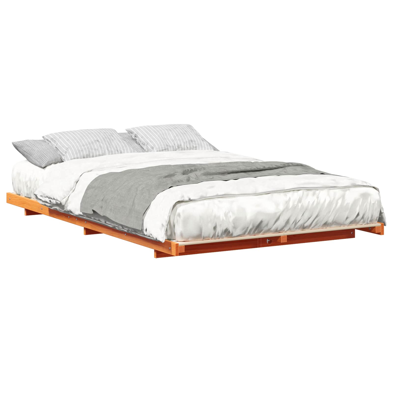 Bettrahmen Wachsbraun 135 x 190 cm Massives Kiefernholz