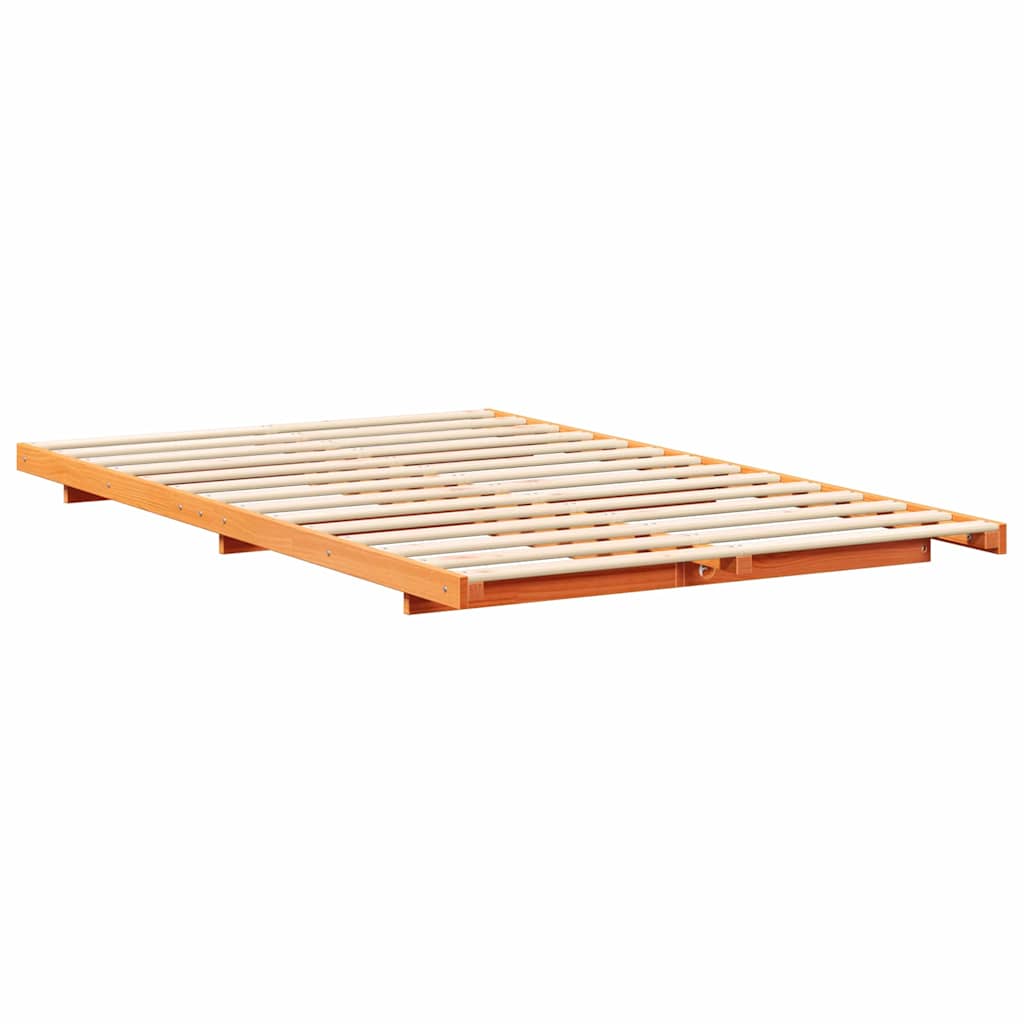 Bettrahmen Wachsbraun 135 x 190 cm Massives Kiefernholz