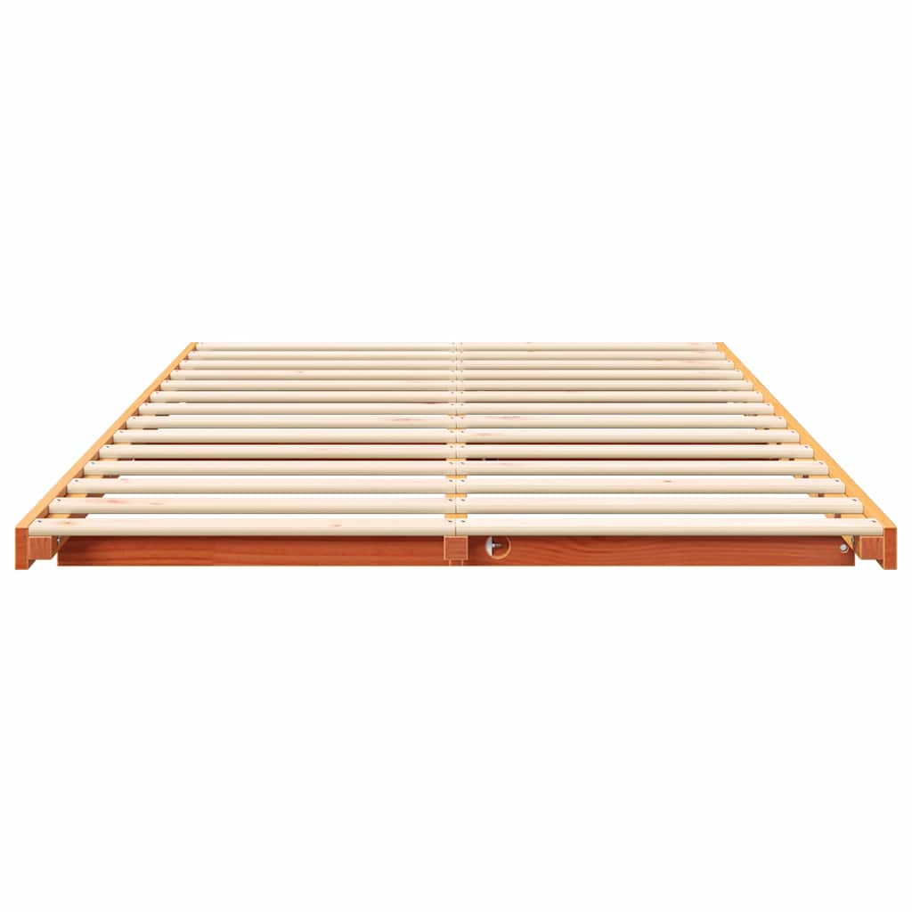 Bettrahmen Wachsbraun 135 x 190 cm Massives Kiefernholz