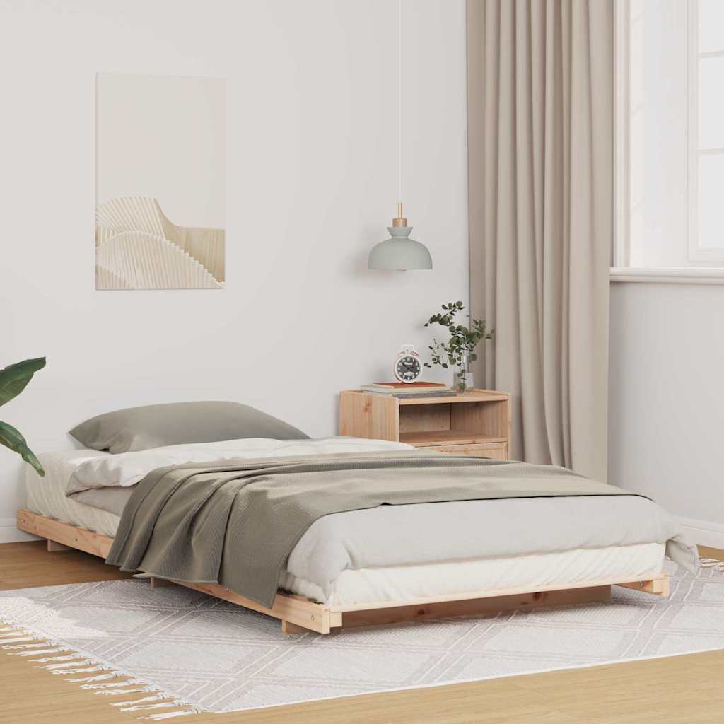Bettrahmen Braun 75 x 190 cm Massives Kiefernholz