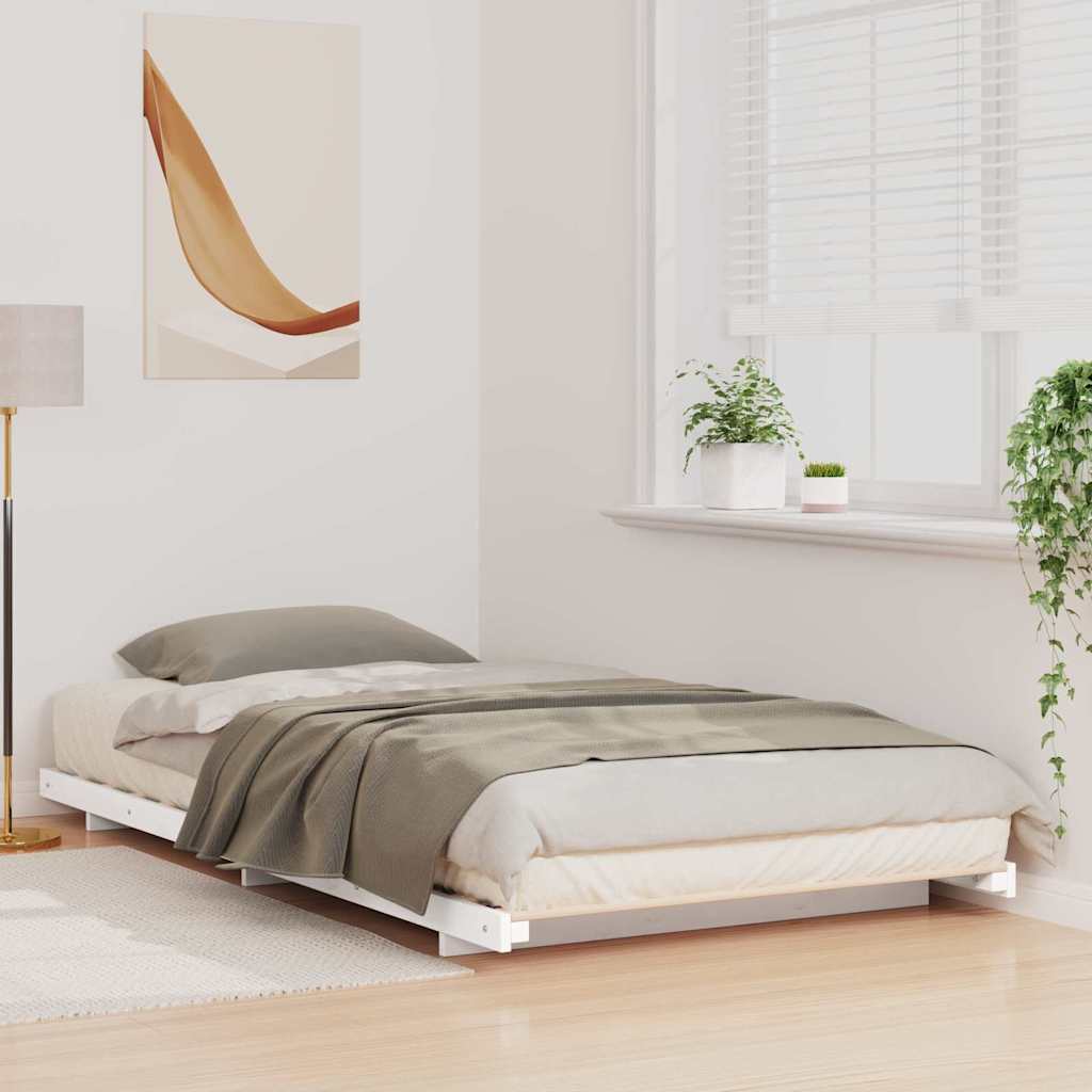 Bettrahmen Weiß 100 x 210 cm Massives Kiefernholz