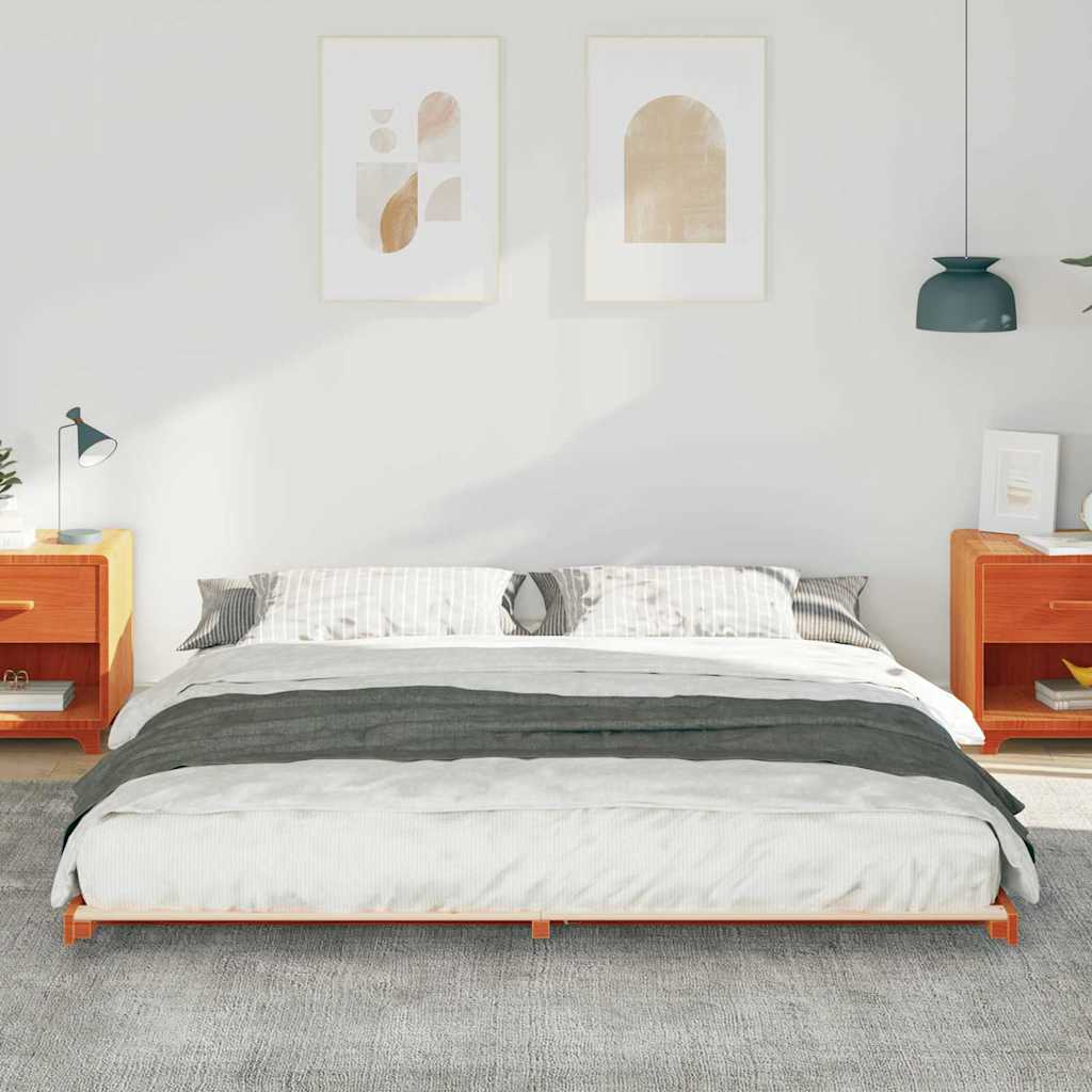 Bettrahmen Wachsbraun 180 x 210 cm Massives Kiefernholz