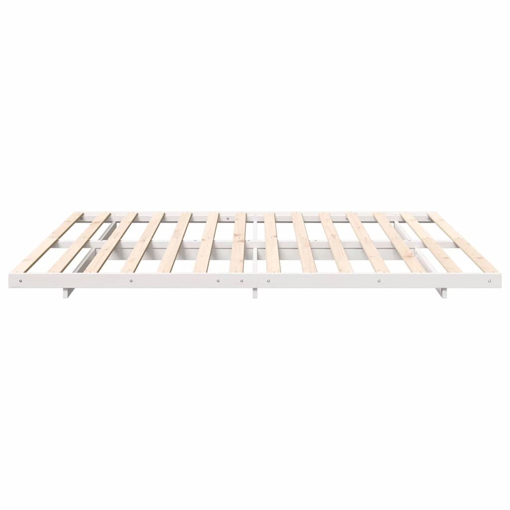Bettrahmen Weiß 200 x 210 cm Massives Kiefernholz