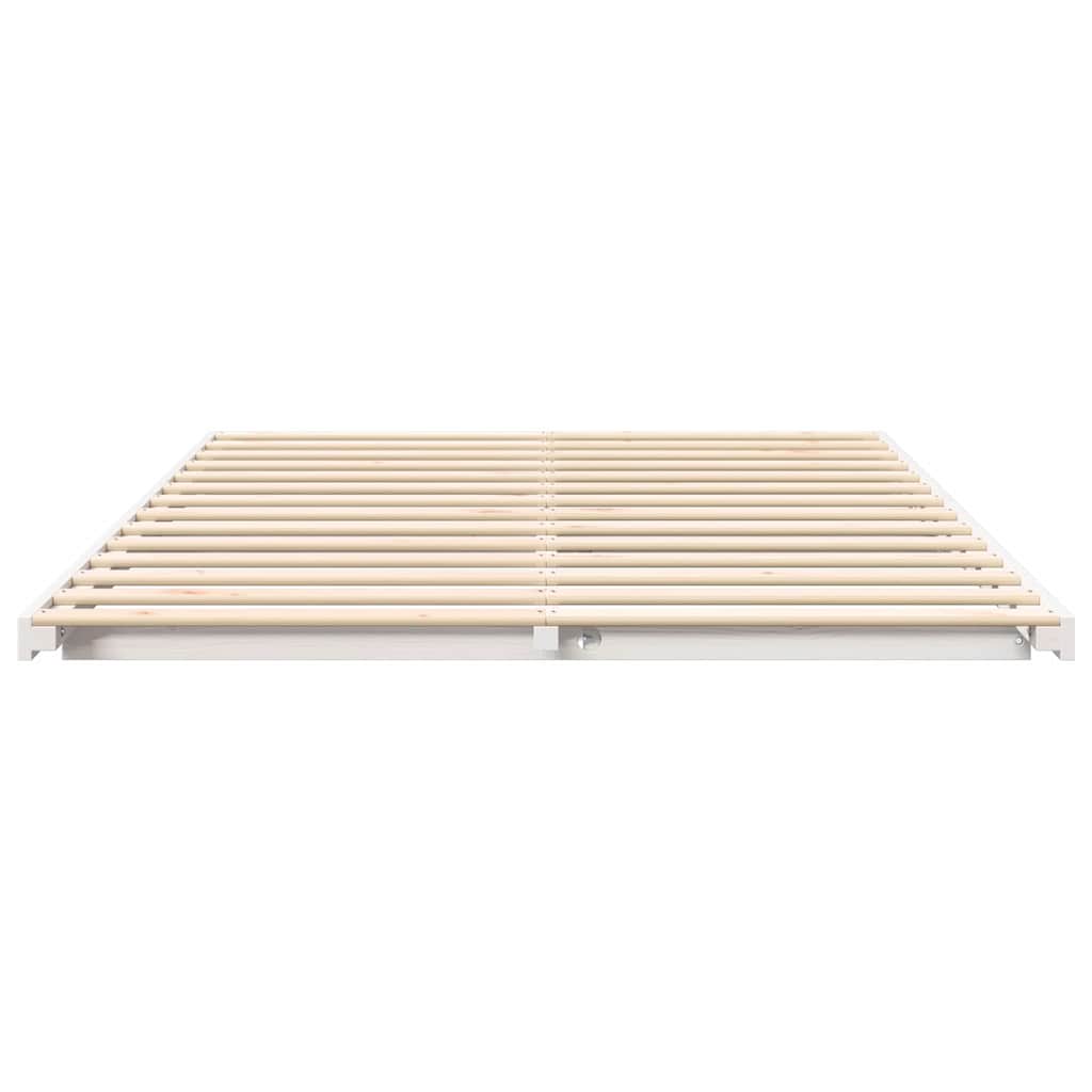 Bettrahmen Weiß 140 x 220 cm Massives Kiefernholz