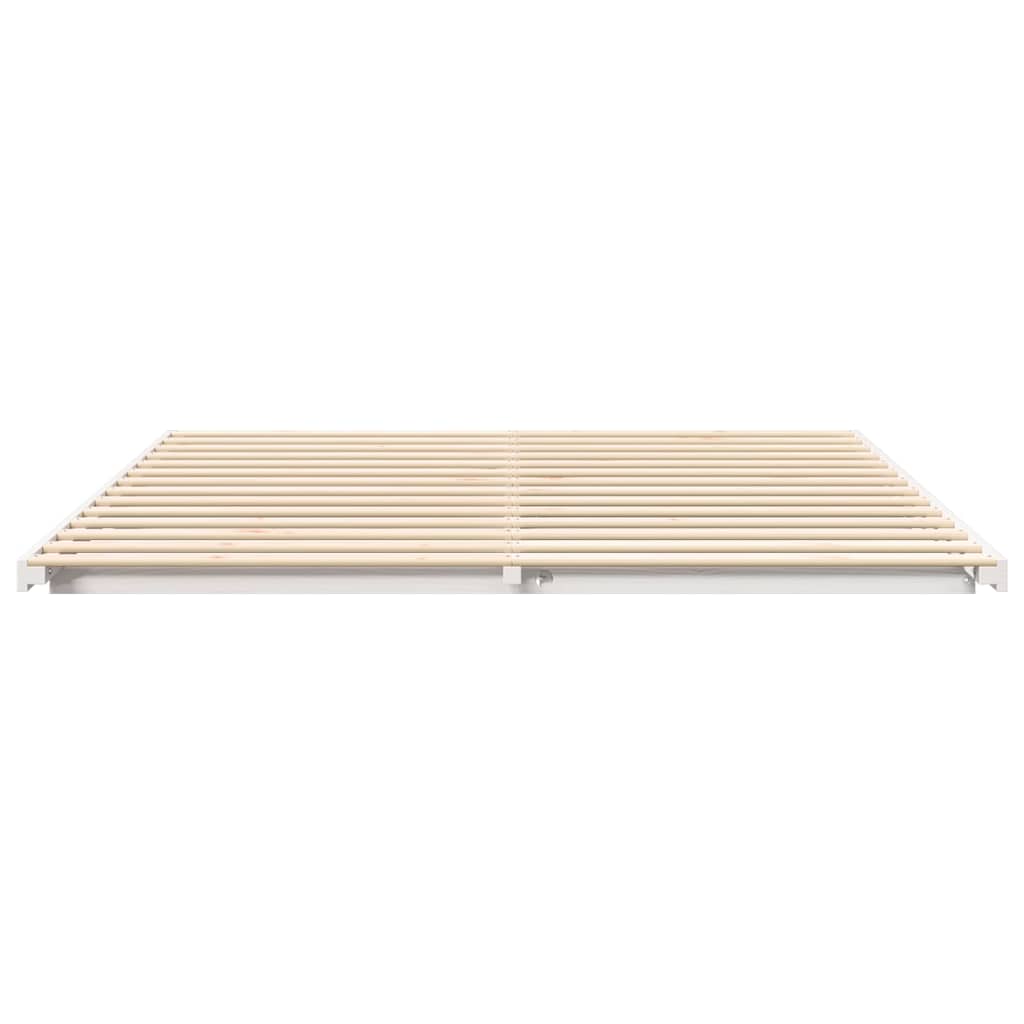 Bettrahmen Weiß 180 x 220 cm Massives Kiefernholz