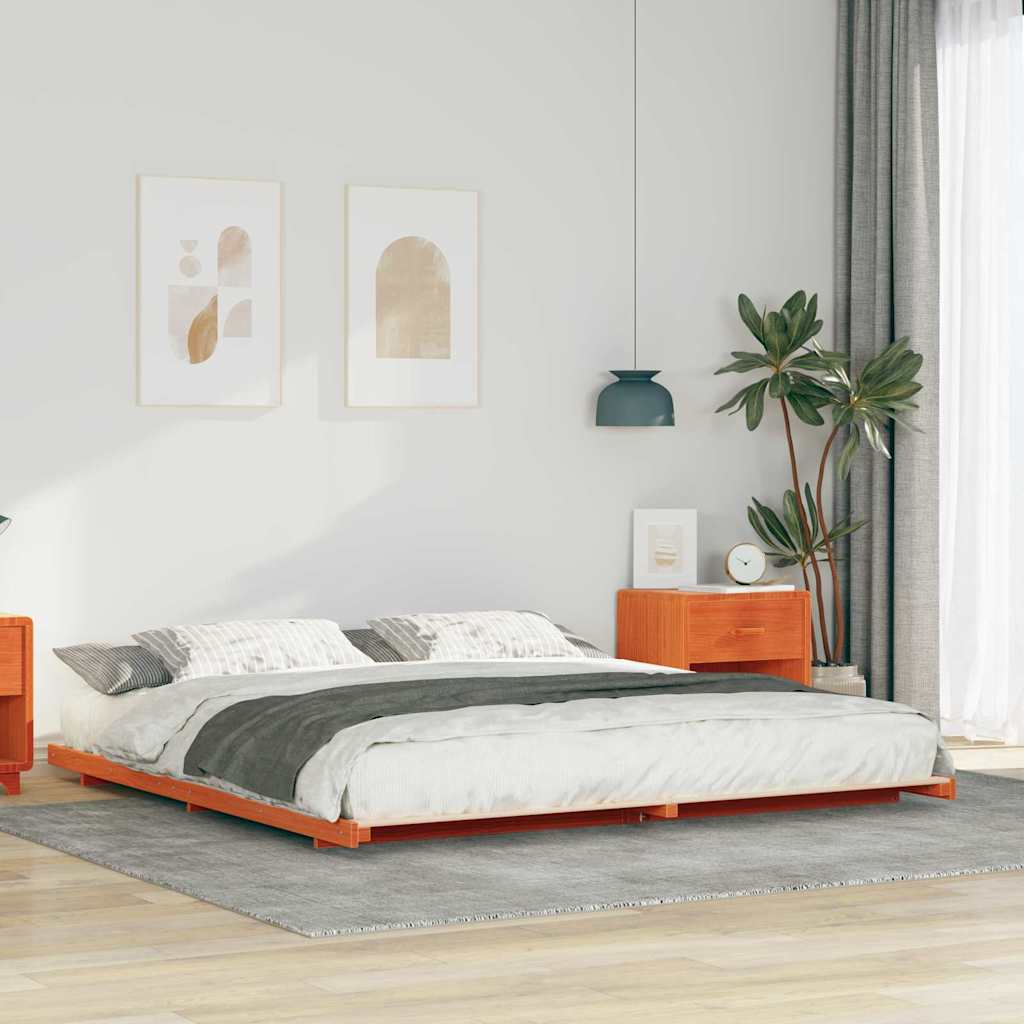 Bettrahmen Wachsbraun 180 x 220 cm Massives Kiefernholz