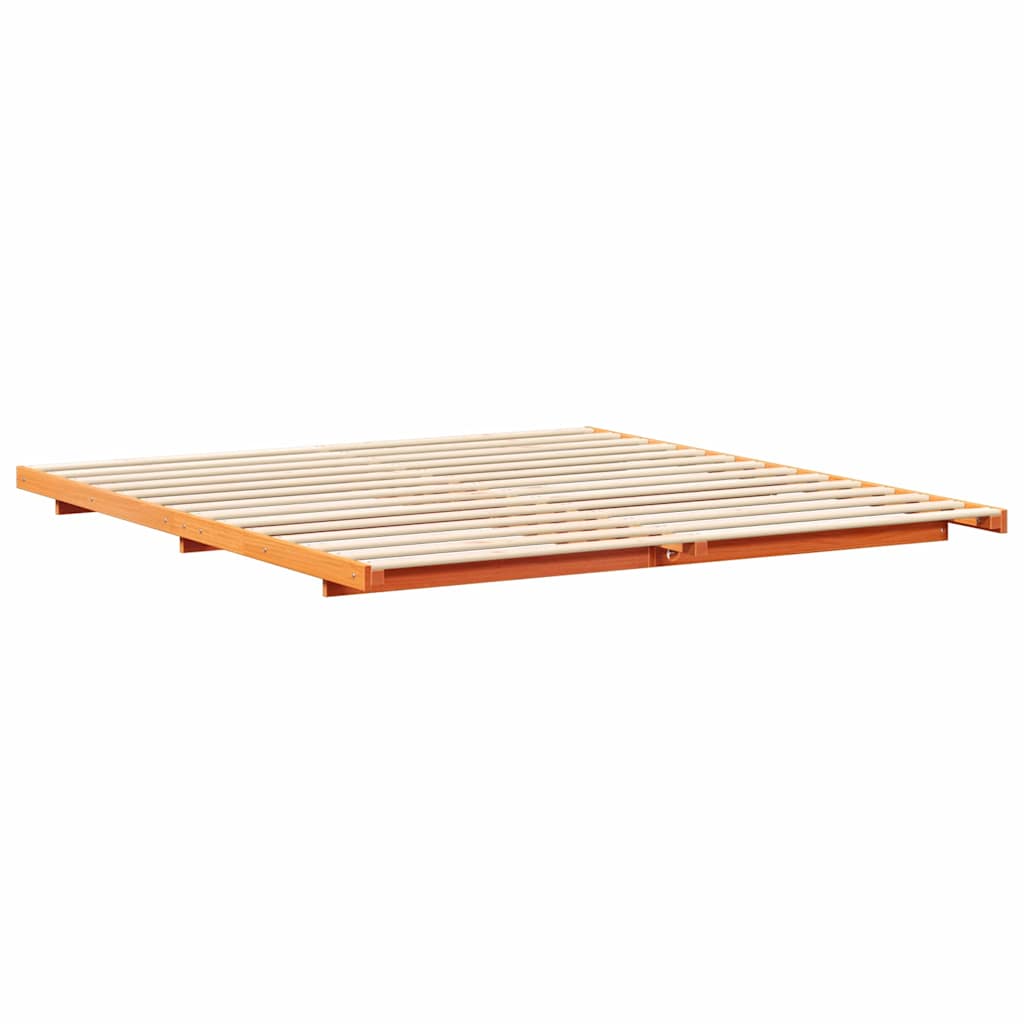 Bettrahmen Wachsbraun 180 x 220 cm Massives Kiefernholz