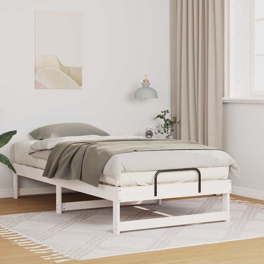 Bettrahmen Weiß 75 x 190 cm Massives Kiefernholz