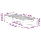 Bettrahmen Braun 90 x 210 cm Massives Kiefernholz