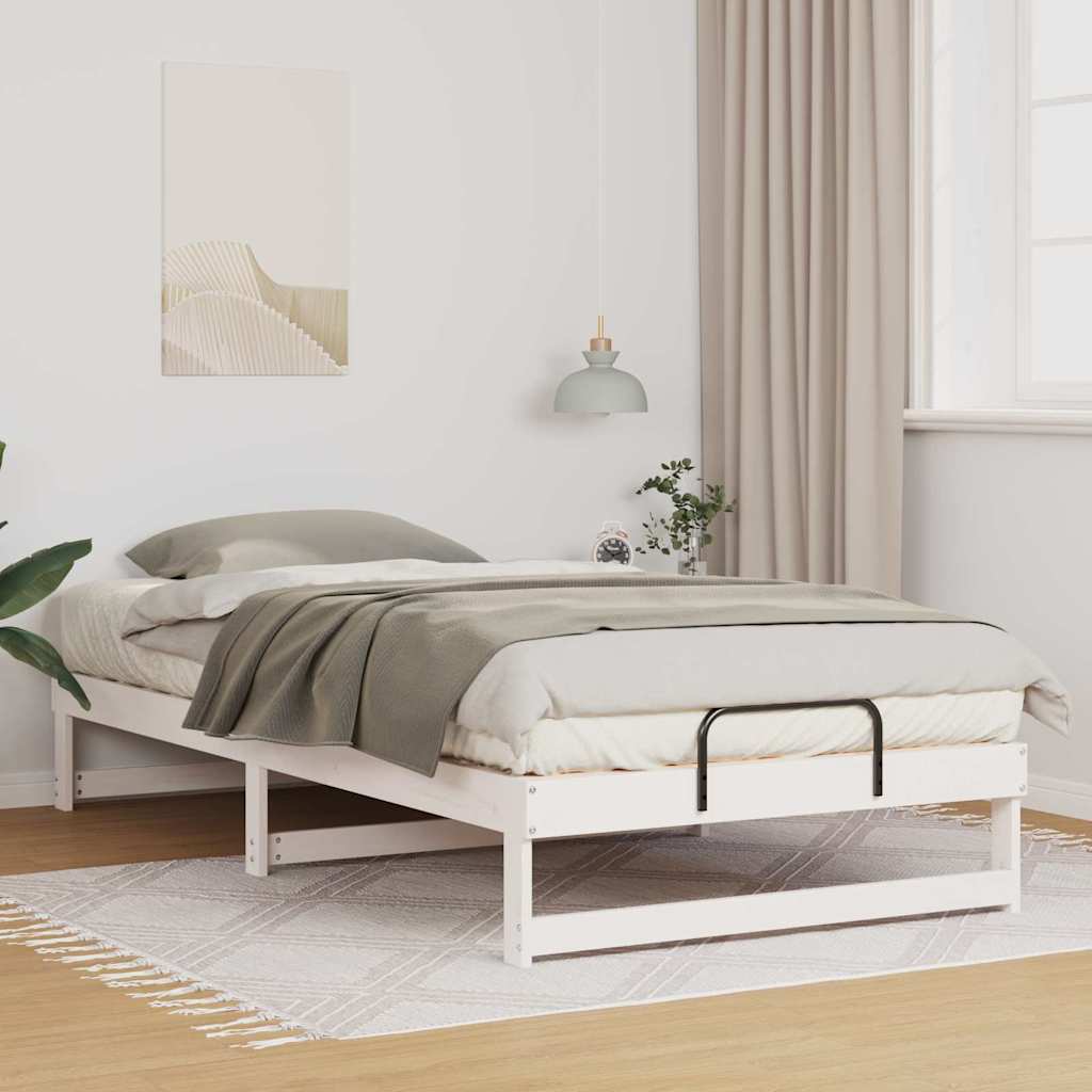 Bettrahmen Weiß 100 x 210 cm Massives Kiefernholz