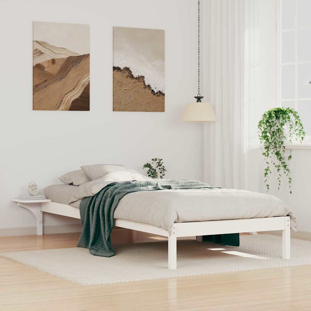 Bettgestell mit Nachttischen Weiß 80 x 210 cm