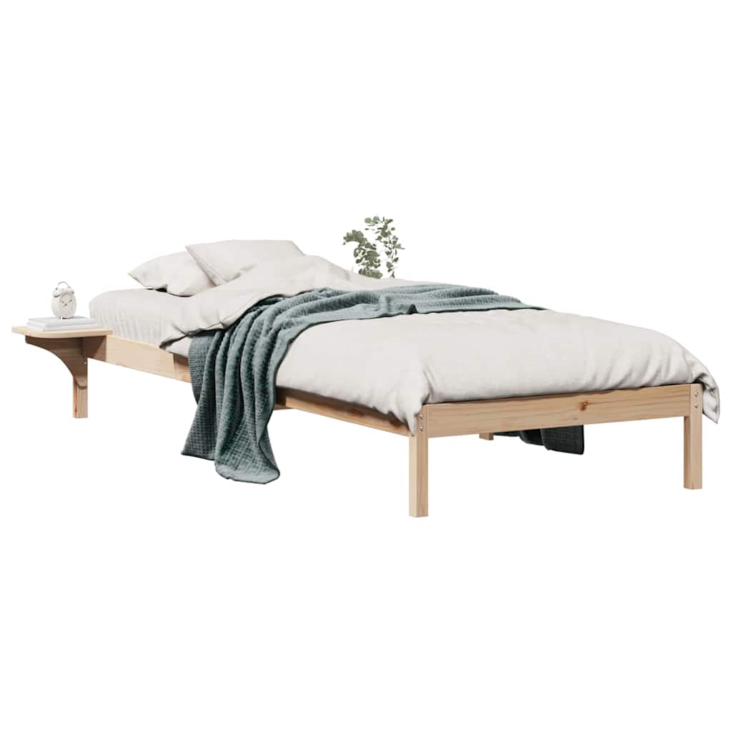 Bettgestell mit Nachttischen Natur 90 x 210 cm