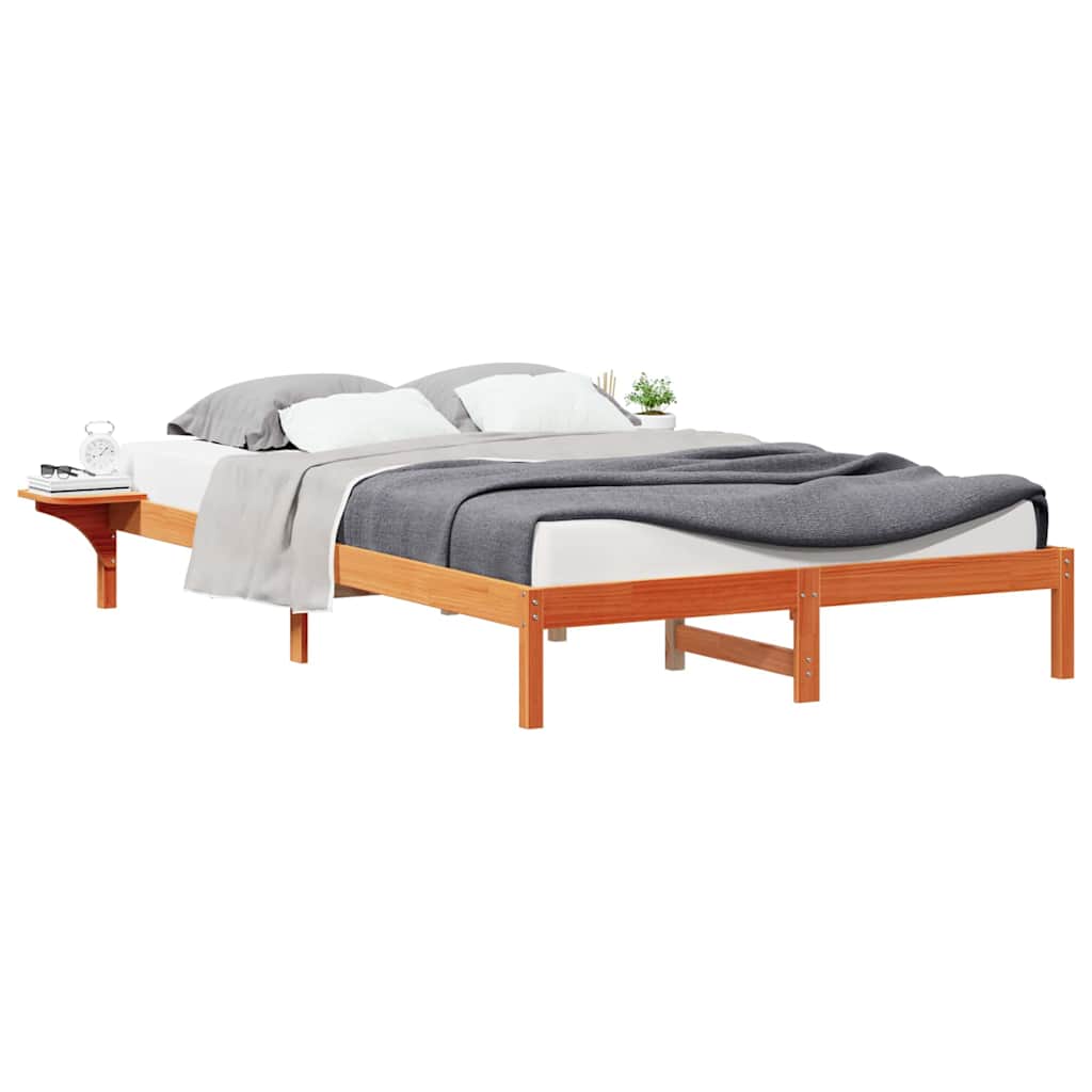 Bettgestell mit Nachttischen Wachsbraun 140 x 210 cm