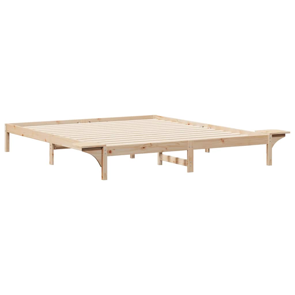 Bettgestell mit Nachttischen Natur 180 x 210 cm