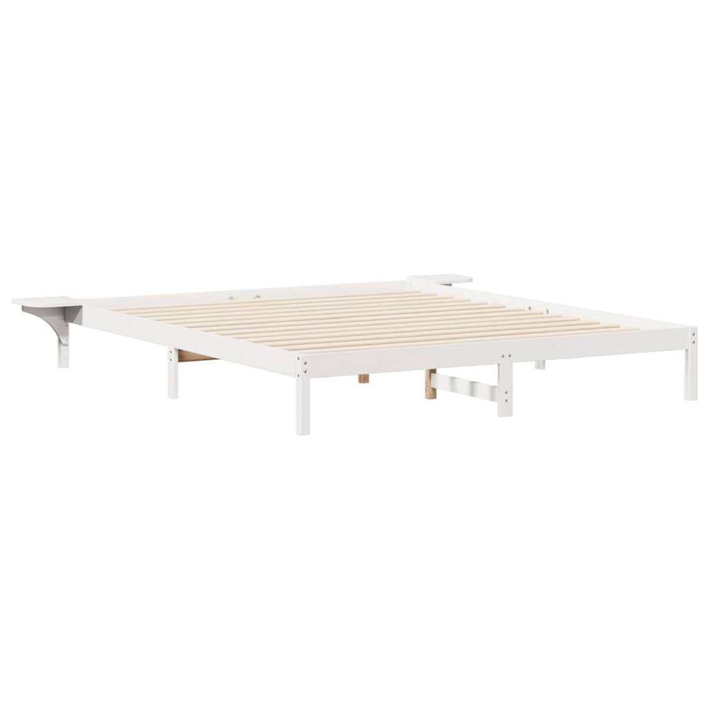 Bettgestell mit Nachttischen Weiß 180 x 210 cm