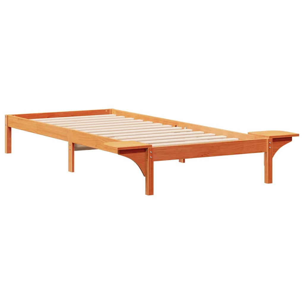 Bettgestell mit Nachttischen Wachsbraun 80 x 220 cm