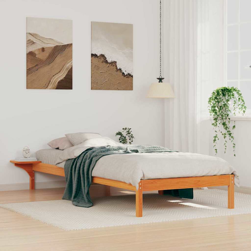 Bettgestell mit Nachttischen Wachsbraun 90 x 220 cm