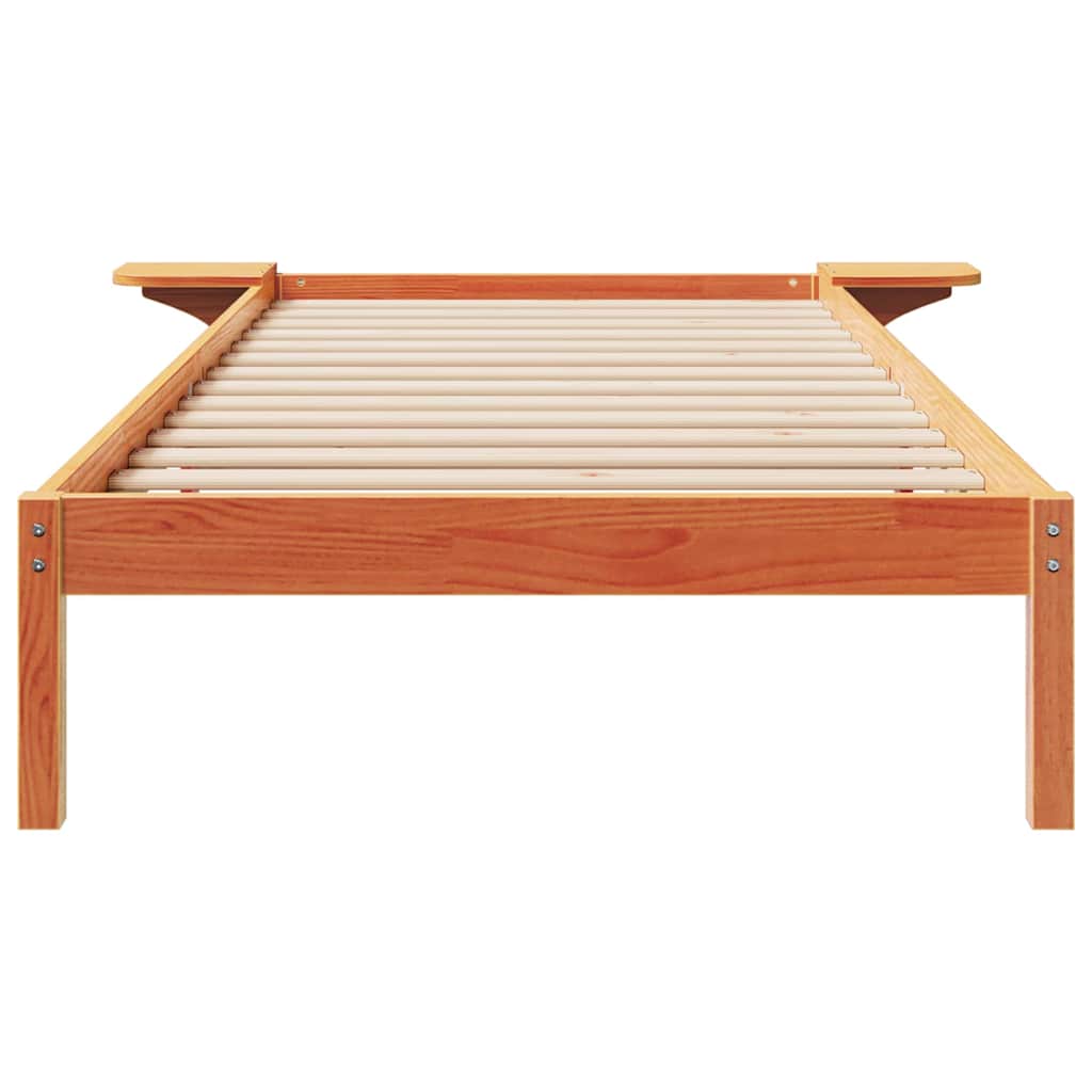 Bettgestell mit Nachttischen Wachsbraun 90 x 220 cm